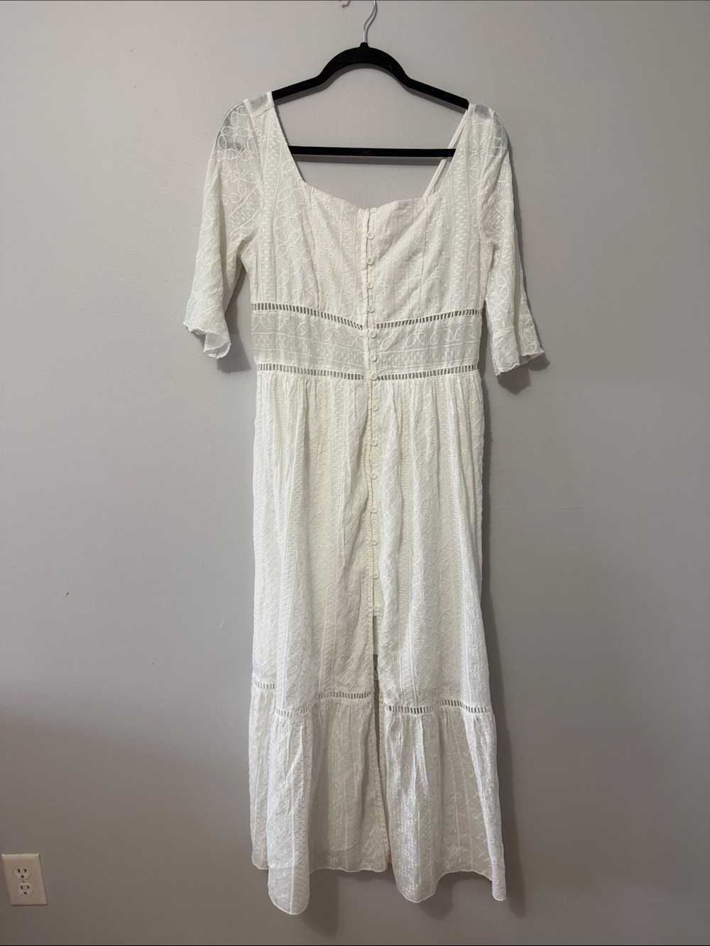 Rebellion Ivory Lace Midi Button-Down Dress